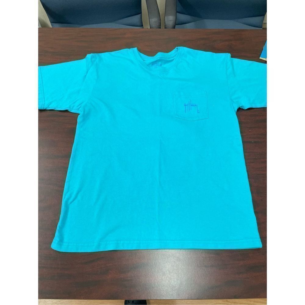 Guy Harvey Mens Blue Short Sleeve Fish Pocket Tee- Medium